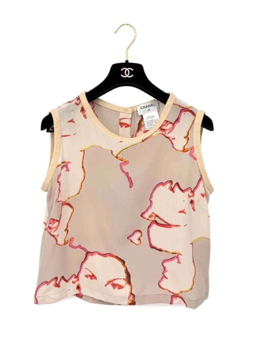 Authentic CHANEL beige trois pieces faces sleeveless top size 42